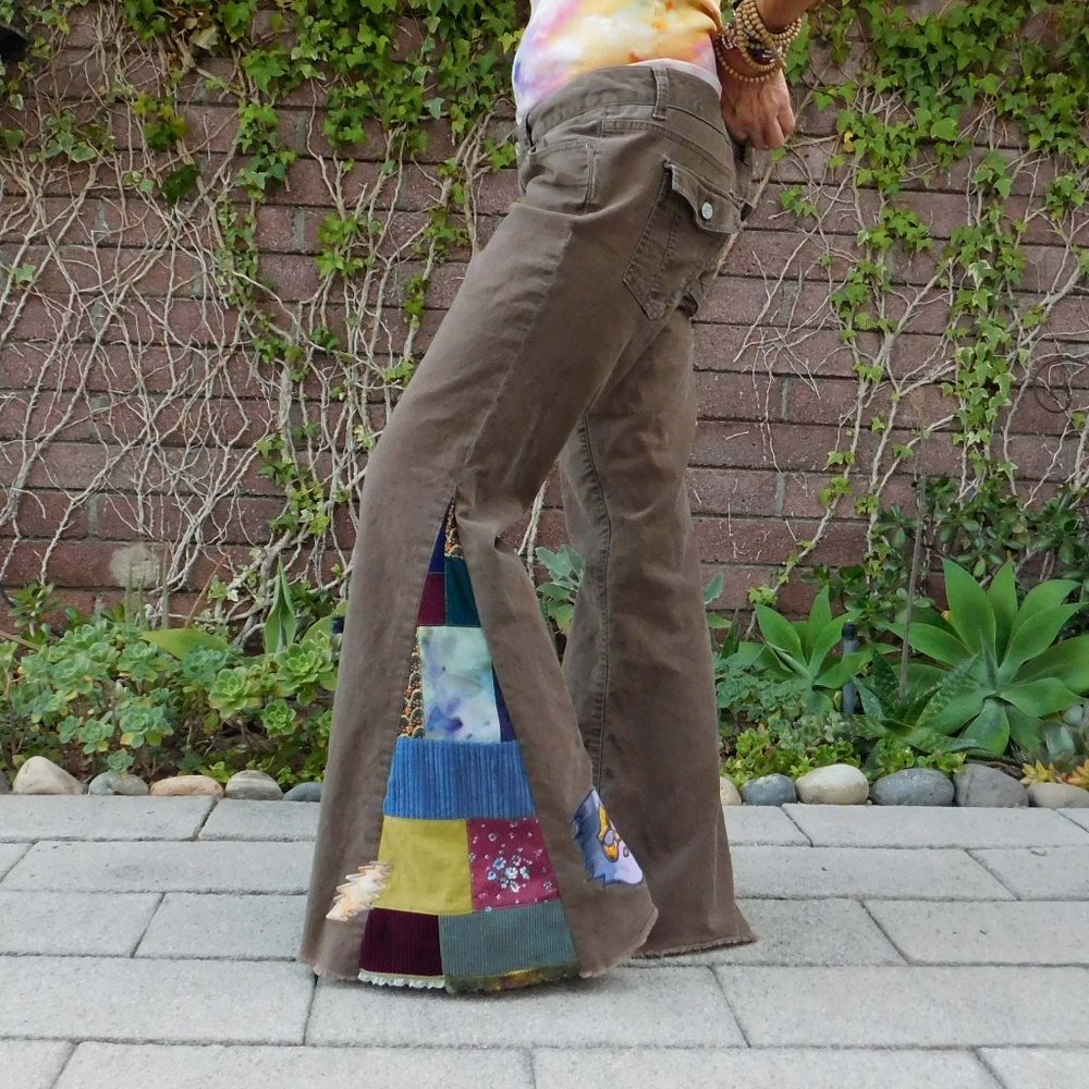 Corduroy n' Hemp Hippie Patchwork Bell Bottoms